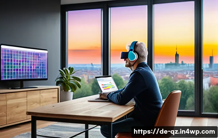 인지능력 증강을 위한 새로운 패러다임 - A modern German living room scene showing a middle-aged professional wearing a sleek EEG headset, si...