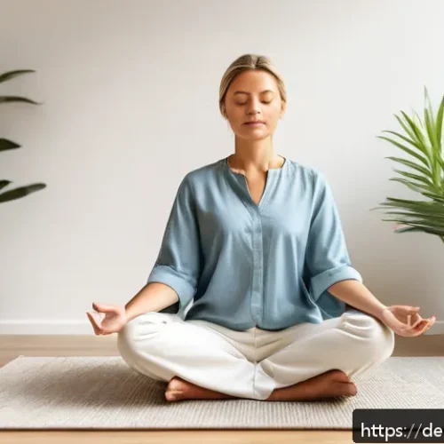 Home 33 인지능력 증강을 위한 연구 사례 - A detailed, realistic illustration of an adult German woman practicing meditation in a serene, moder...