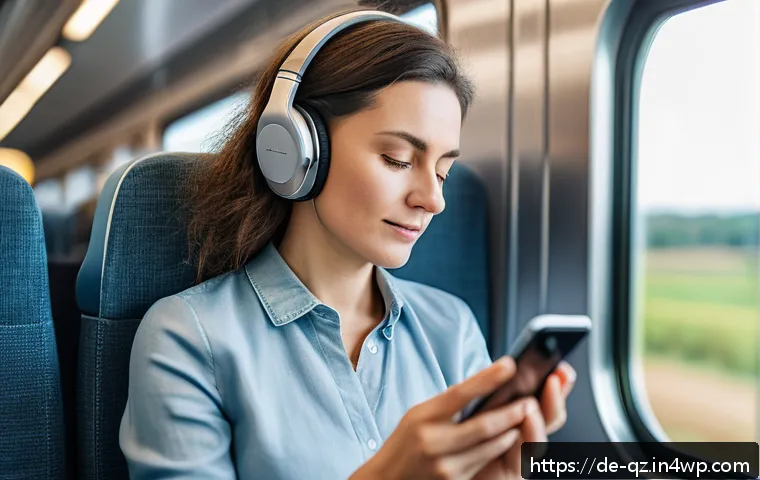 인지능력 증강 기술과 뇌 건강 - A middle-aged German woman sitting comfortably on a modern train during her commute, wearing casual ...